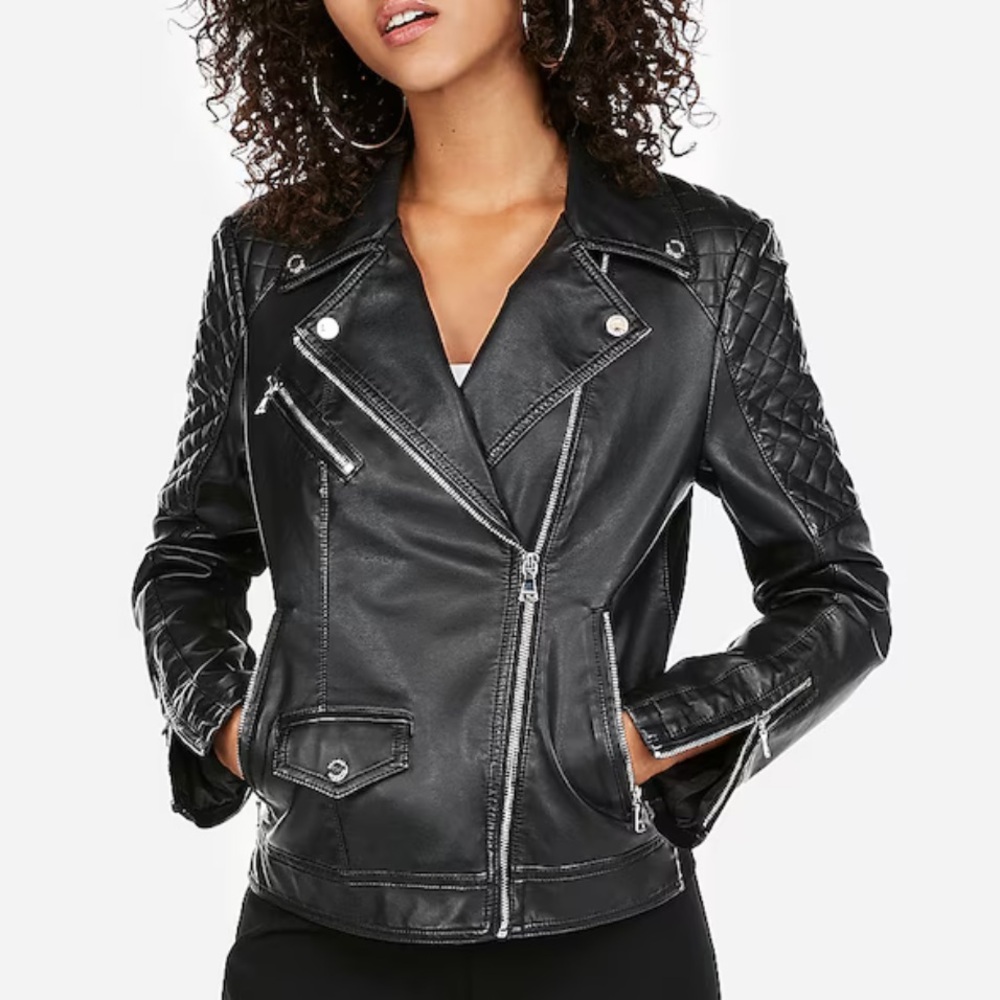 Express Faux Leather Quilted Moto Jacket